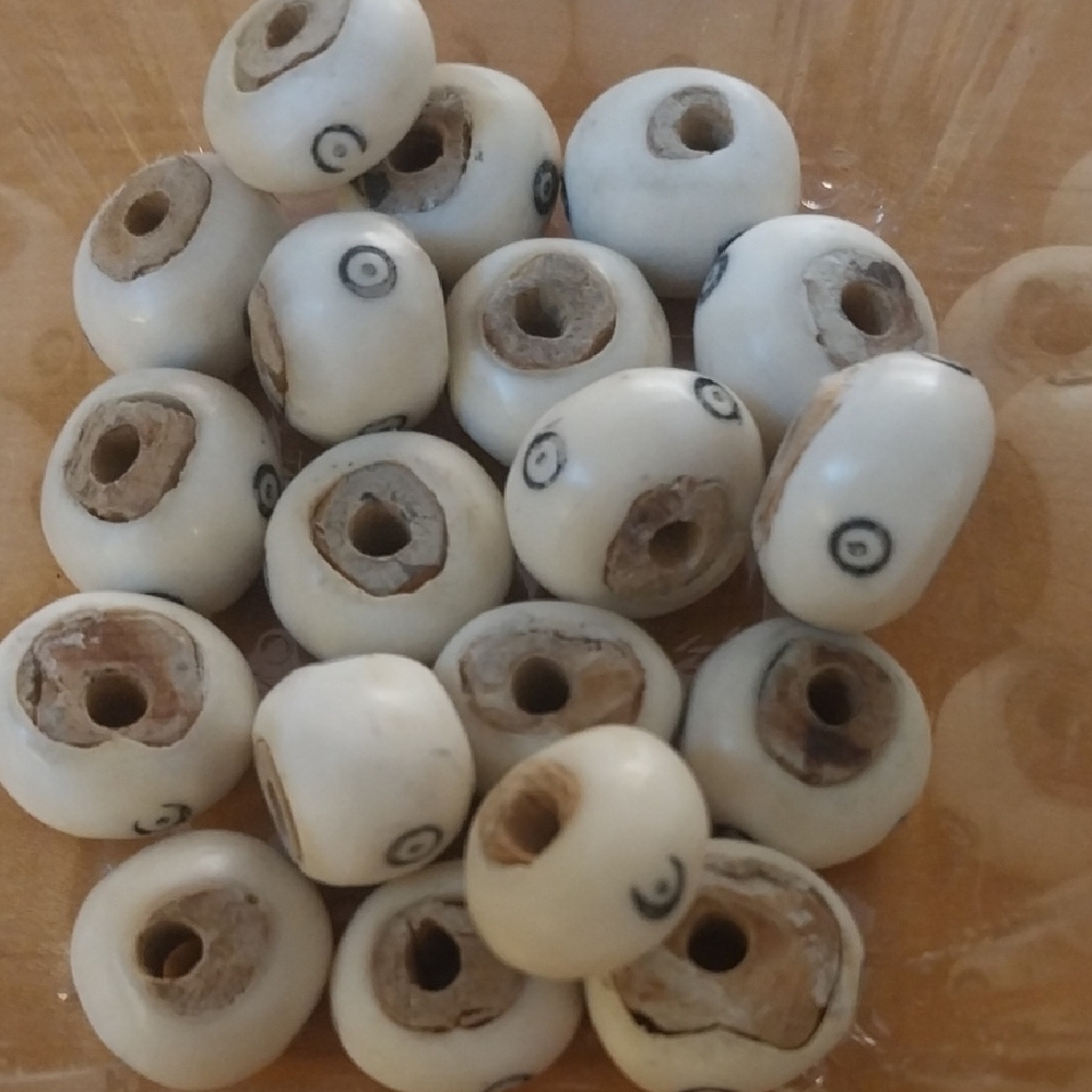 Antique African White Beads with Black Accents